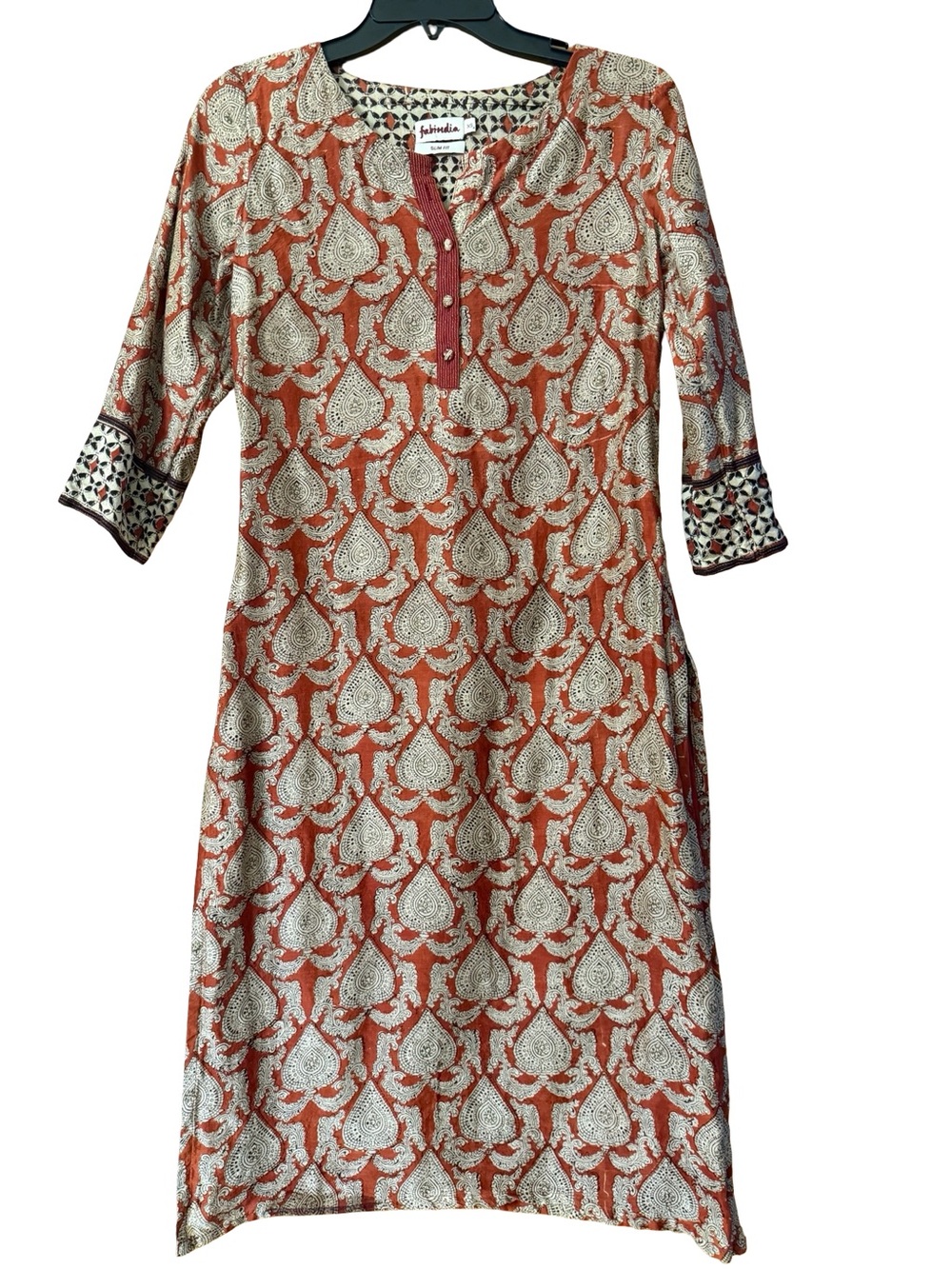 fabindia Rust and Cream Block Print Women’s Kurta